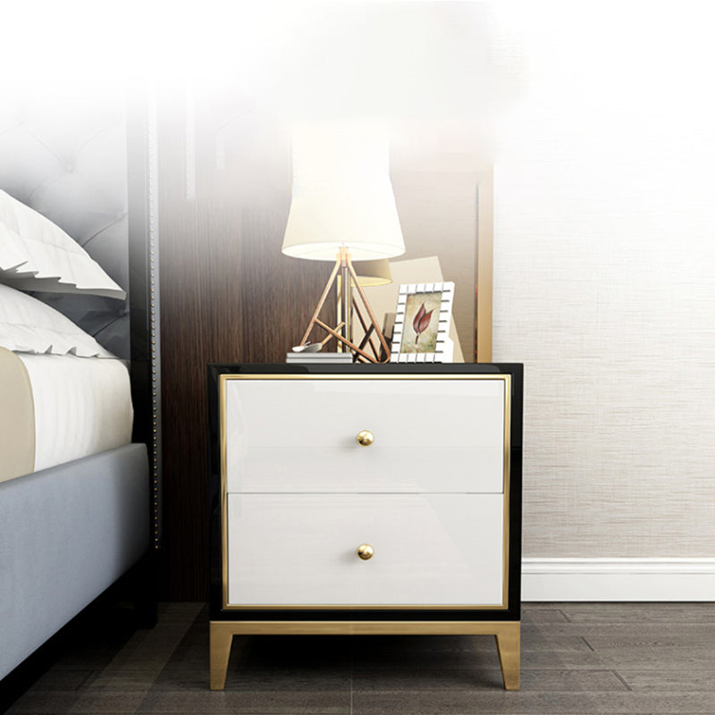 Glass Accent Table Nightstand Contemporary Nightstand with 2 Drawers Clearhalo 'Bedroom Furniture' 'furn' 'furn_night_stand' 'Furniture' 'night_stand' 'Nightstands' 6646183