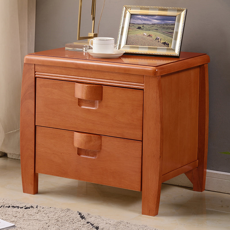 Solid Wood Nightstand Contemporary Bedside Cabinet with 2 Drawers Medium Wood 1 Piece Clearhalo 'Bedroom Furniture' 'furn' 'furn_night_stand' 'Furniture' 'night_stand' 'Nightstands' 6646188