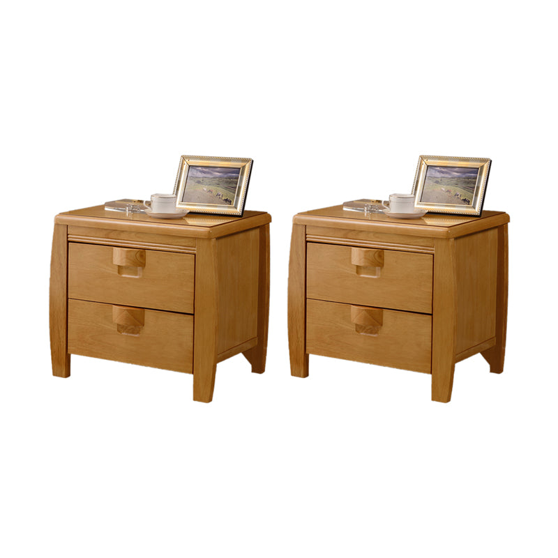 Solid Wood Nightstand Contemporary Bedside Cabinet with 2 Drawers Natural 2 Piece Set Clearhalo 'Bedroom Furniture' 'furn' 'furn_night_stand' 'Furniture' 'night_stand' 'Nightstands' 6646195