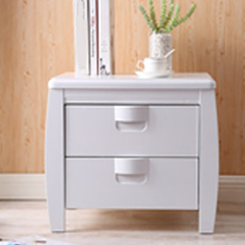 Solid Wood Nightstand Contemporary Bedside Cabinet with 2 Drawers White 1 Piece Clearhalo 'Bedroom Furniture' 'furn' 'furn_night_stand' 'Furniture' 'night_stand' 'Nightstands' 6646199