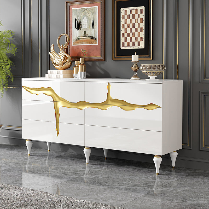 13.65-inch Width Modern Storage Chest Dresser Stone Storage Chest with 6 Drawers 59"L x 14"W x 35"H White Clearhalo 'Bedroom Furniture' 'Dressers & Chests' 'dressers_chests' 'furn' 'furn_dressers_chests' 'Furniture' 6646333