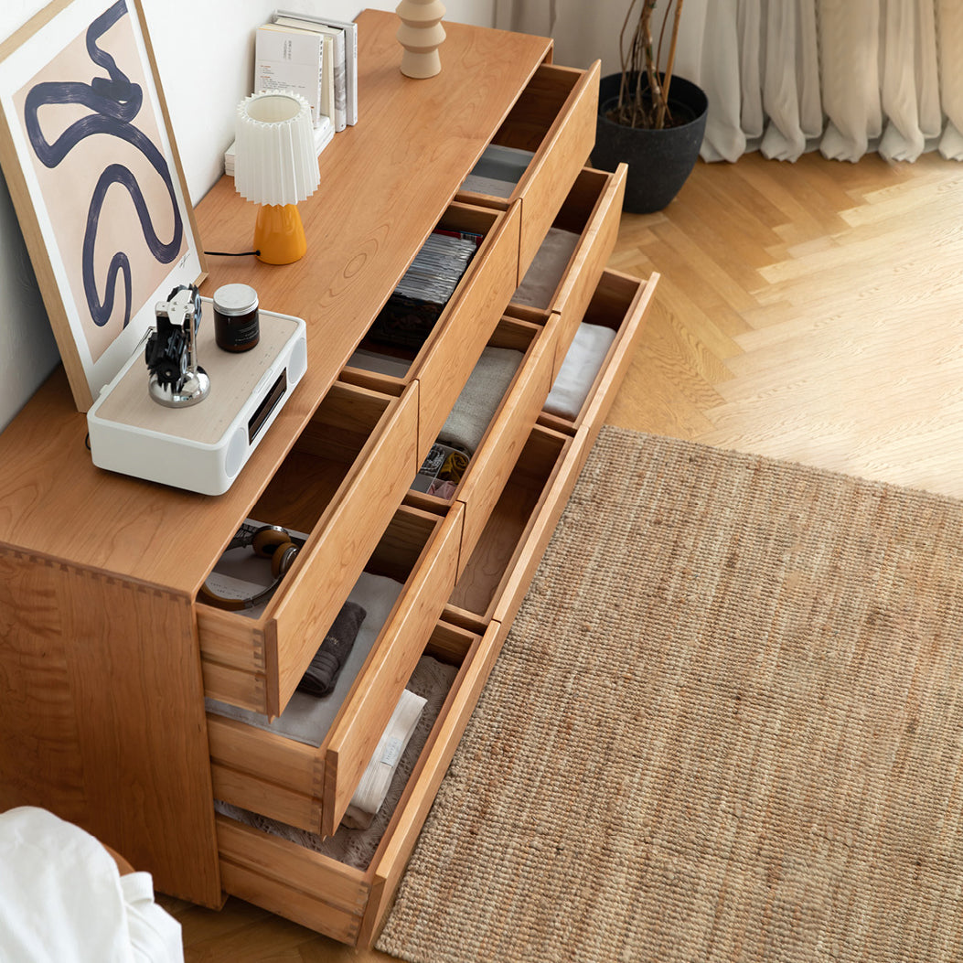 Commode double ultra moderne en pin massif, commode de rangement horizontale pour chambre à coucher