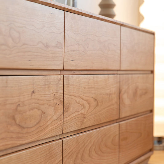 Ultra-Modern Double Dresser Solid Pine Horizontal Storage Chest Dresser for Bedroom