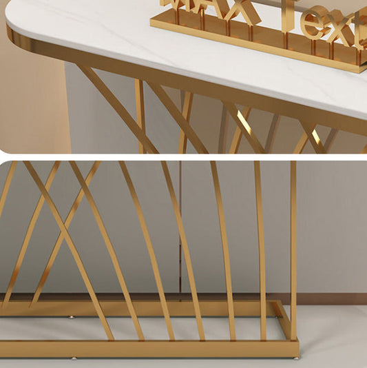 Tabella di accento ovale di pietra 1-scaffale 11,81 "W tavolo console per sala