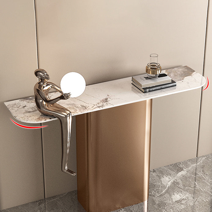 Contemporary Console Accent Table Antique Finish Half Moon Console Table Clearhalo 'Console Tables' 'console_tables' 'Entry & Mudroom Furniture' 'furn' 'furn_console_tables' 'Furniture' 6646472