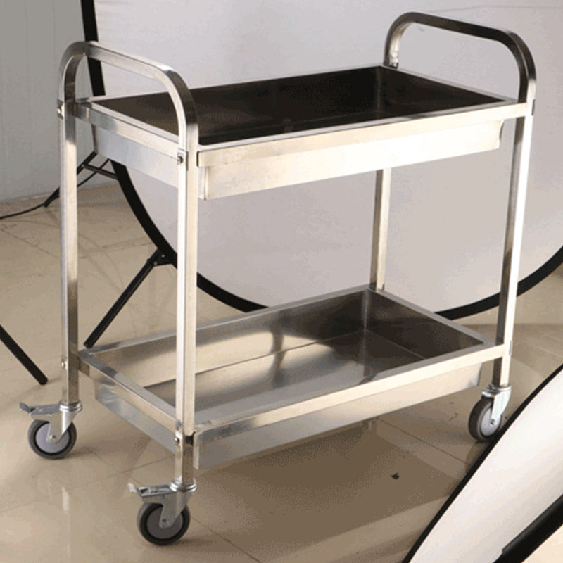 Moderno carrello da cucina in metallo in metallo aperto carrello da cucina in argento