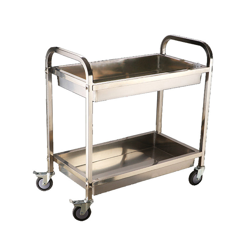 Moderno carrello da cucina in metallo in metallo aperto carrello da cucina in argento