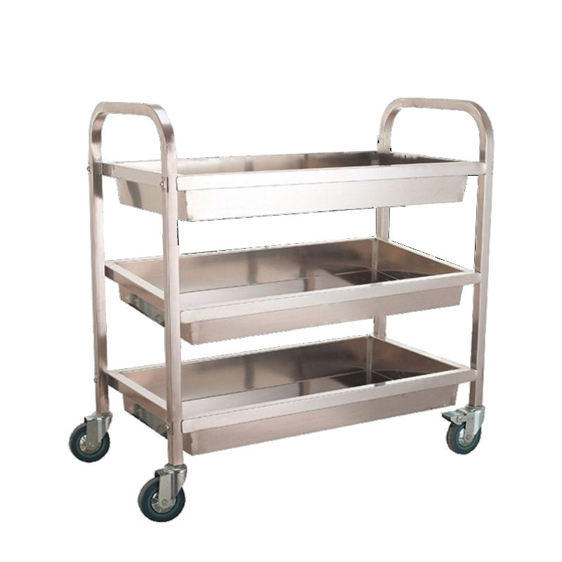 Moderno carrello da cucina in metallo in metallo aperto carrello da cucina in argento