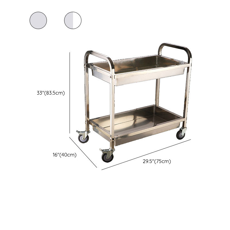 Moderno carrello da cucina in metallo in metallo aperto carrello da cucina in argento