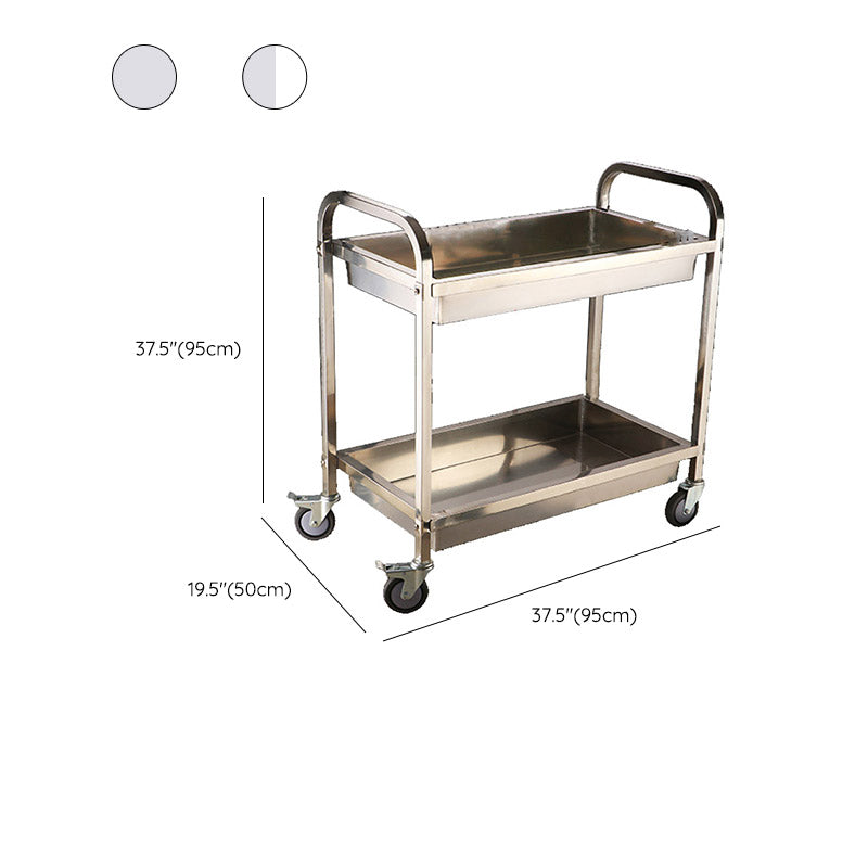 Moderno carrello da cucina in metallo in metallo aperto carrello da cucina in argento