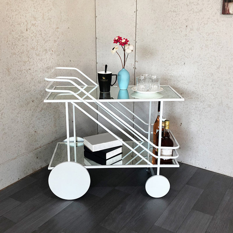 Table de préparation à verre rectangulaire moderne table de préparation à la maison avec roues