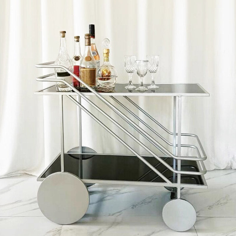 Table de préparation à verre rectangulaire moderne table de préparation à la maison avec roues