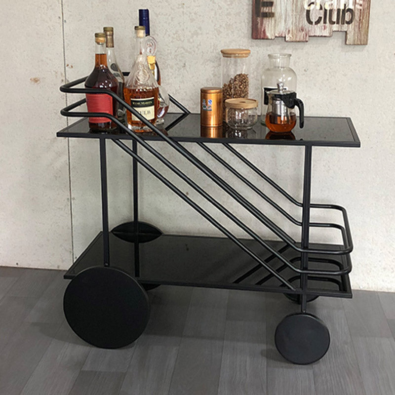 Table de préparation à verre rectangulaire moderne table de préparation à la maison avec roues