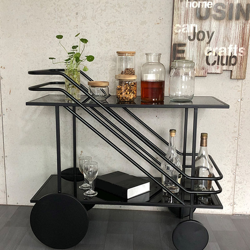 Table de préparation à verre rectangulaire moderne table de préparation à la maison avec roues