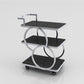Home Dining Rectangular Prep Table Modern 3-Tier Kitchen Trolley Silver Black Stone Clearhalo 'furn' 'furn_kitchen_islands_carts' 'Furniture' 'Kitchen & Dining Furniture' 'Kitchen Islands & Carts' 'kitchen_islands_carts' 6646738