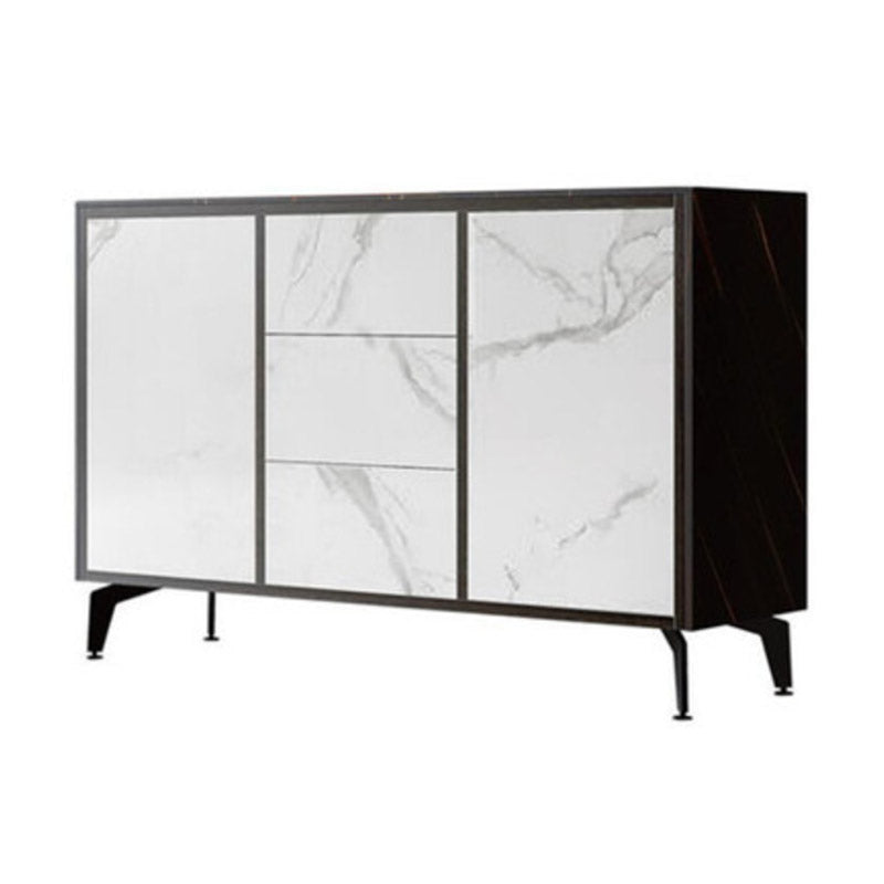 Contemporary Sideboard Table 3 Drawer Sideboard Cabinet for Kitchen White-Black Clearhalo 'buffet_sideboard' 'Buffets & Sideboards' 'furn' 'furn_buffet_sideboard' 'Furniture' 'Kitchen & Dining Furniture' 6646775