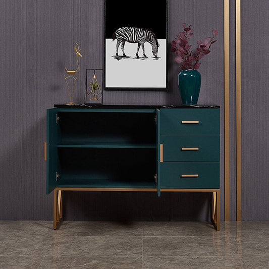 Server da pranzo verde in falda marmo con cassetti a buffet da pranzo moderno