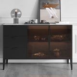 Black Dining Server with Drawers Contemporary Sideboard Cabinet Clearhalo 'buffet_sideboard' 'Buffets & Sideboards' 'furn' 'furn_buffet_sideboard' 'Furniture' 'Kitchen & Dining Furniture' 6646851