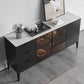 Black Dining Server with Drawers Contemporary Sideboard Cabinet Clearhalo 'buffet_sideboard' 'Buffets & Sideboards' 'furn' 'furn_buffet_sideboard' 'Furniture' 'Kitchen & Dining Furniture' 6646852