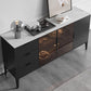 Black Dining Server with Drawers Contemporary Sideboard Cabinet Clearhalo 'buffet_sideboard' 'Buffets & Sideboards' 'furn' 'furn_buffet_sideboard' 'Furniture' 'Kitchen & Dining Furniture' 6646859
