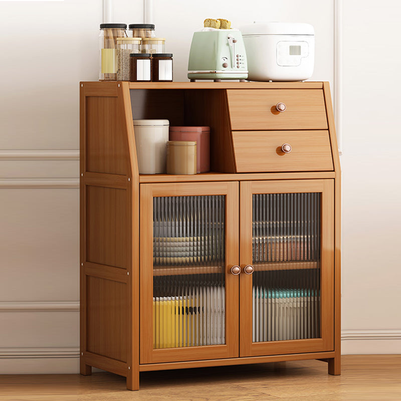 Server da pranzo moderno cucina in bambù marrone con 2 ripiani