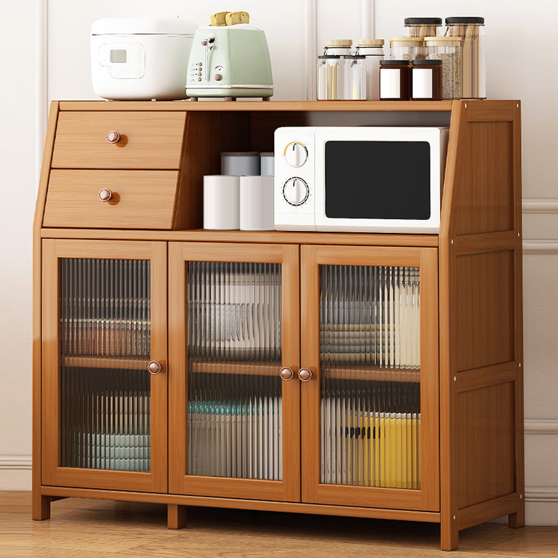 Server da pranzo moderno cucina in bambù marrone con 2 ripiani