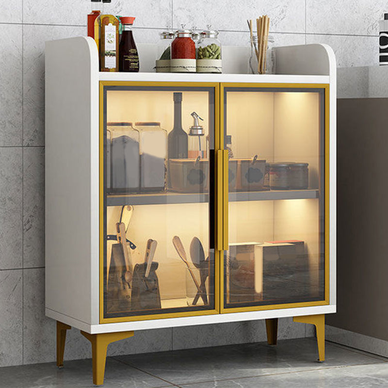 Moderner Glastür -Server Holzdinnerserverkabinett ohne LED -Leuchten