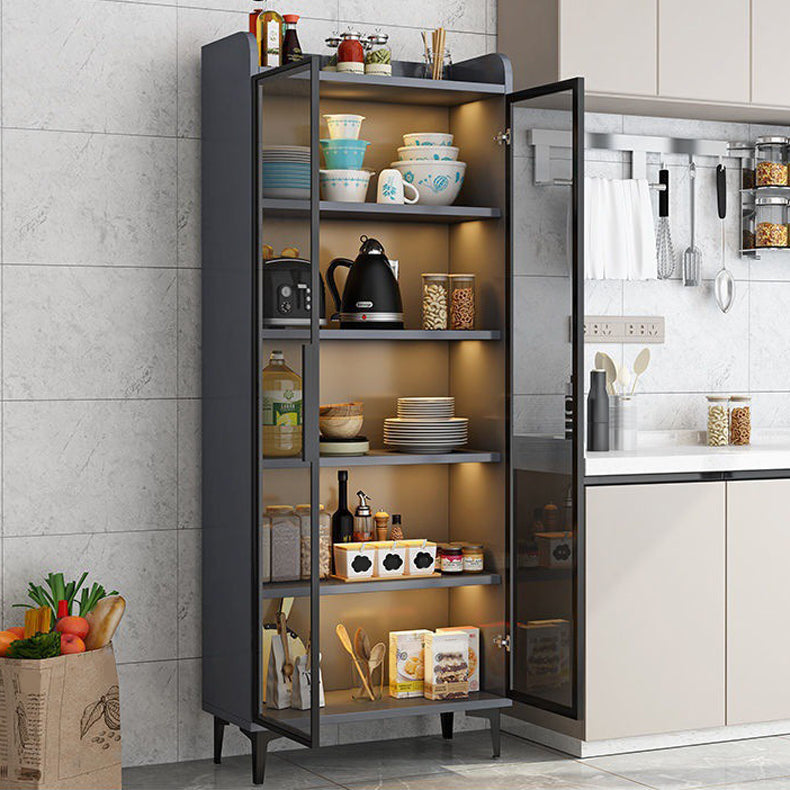 Moderner Glastür -Server Holzdinnerserverkabinett ohne LED -Leuchten