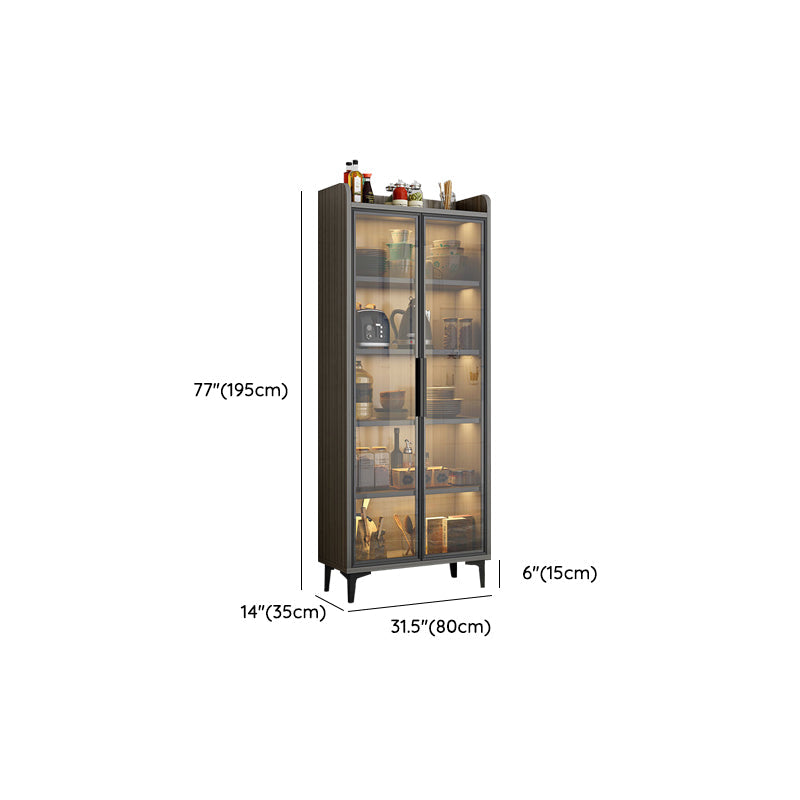 Moderner Glastür -Server Holzdinnerserverkabinett ohne LED -Leuchten