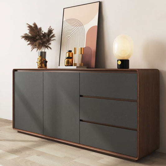 Buffet da pranzo in legno di credenza moderno e contemporaneo con armadi e cassetti