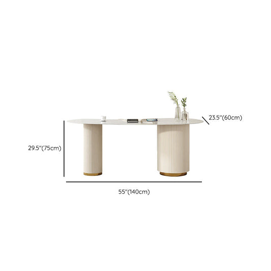 モダンな石造りのデスク3引き出し29.53 "台座ベース付きの背の高いライティングデスク