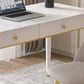 Descripción de escritura de piedra contemporánea Desk White Office White Office Base Base con cajón