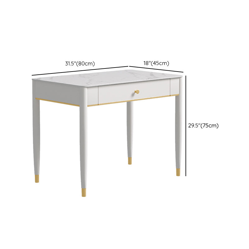 Descripción de escritura de piedra contemporánea Desk White Office White Office Base Base con cajón