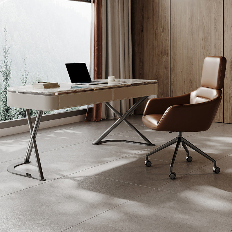 Zeitgenössischer Stone Office Desk 2 Schubladen 27,56 "W Writing Desk