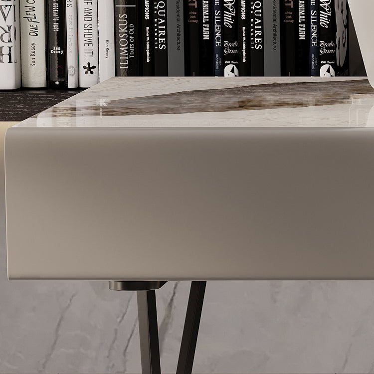 Escritorio de escritura de piedra contemporánea escritorio de la oficina de dormitorio en blanco con piernas