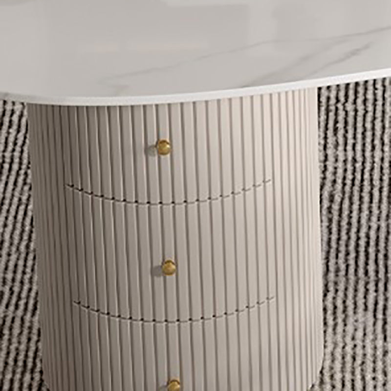 Glam Stone Writing Desk 29.53-inch Tall White Office Desk with Drawers Clearhalo 'furn' 'furn_office_desk' 'Furniture' 'Office Desks' 'Office Furniture' 'office_desk' 6647690