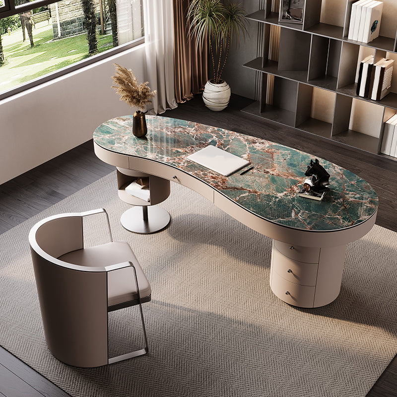 Escritorio de oficina de 31.5 pulgadas de altura Modern Stone Writing Writing con 3 cajones