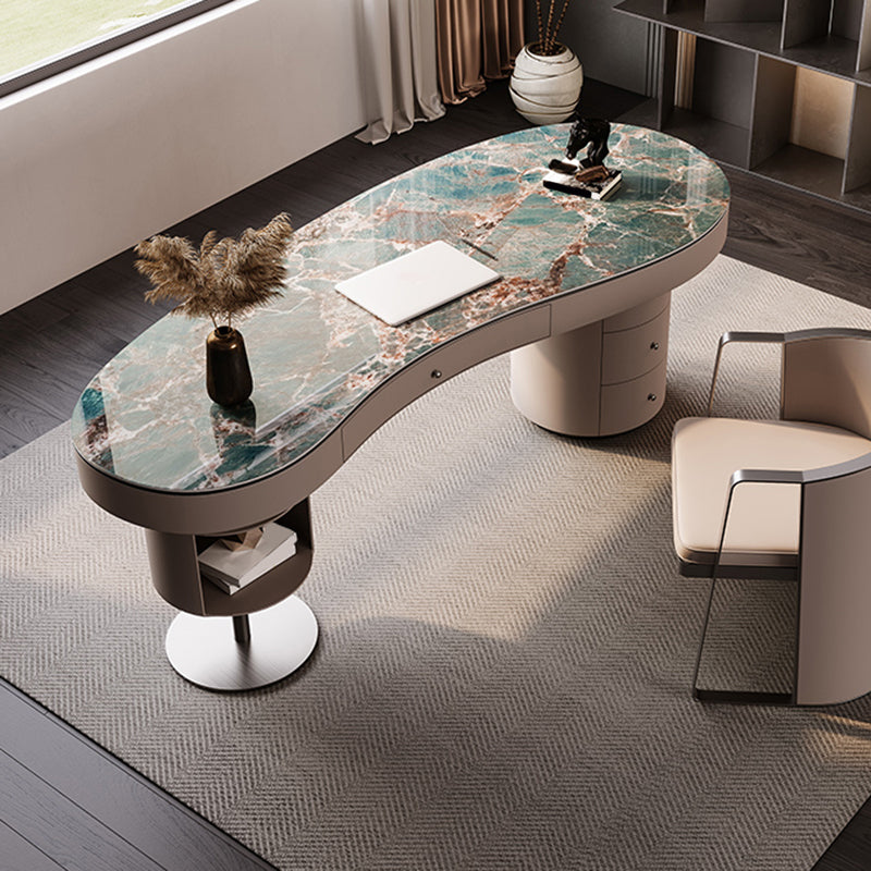 Escritorio de oficina de 31.5 pulgadas de altura Modern Stone Writing Writing con 3 cajones