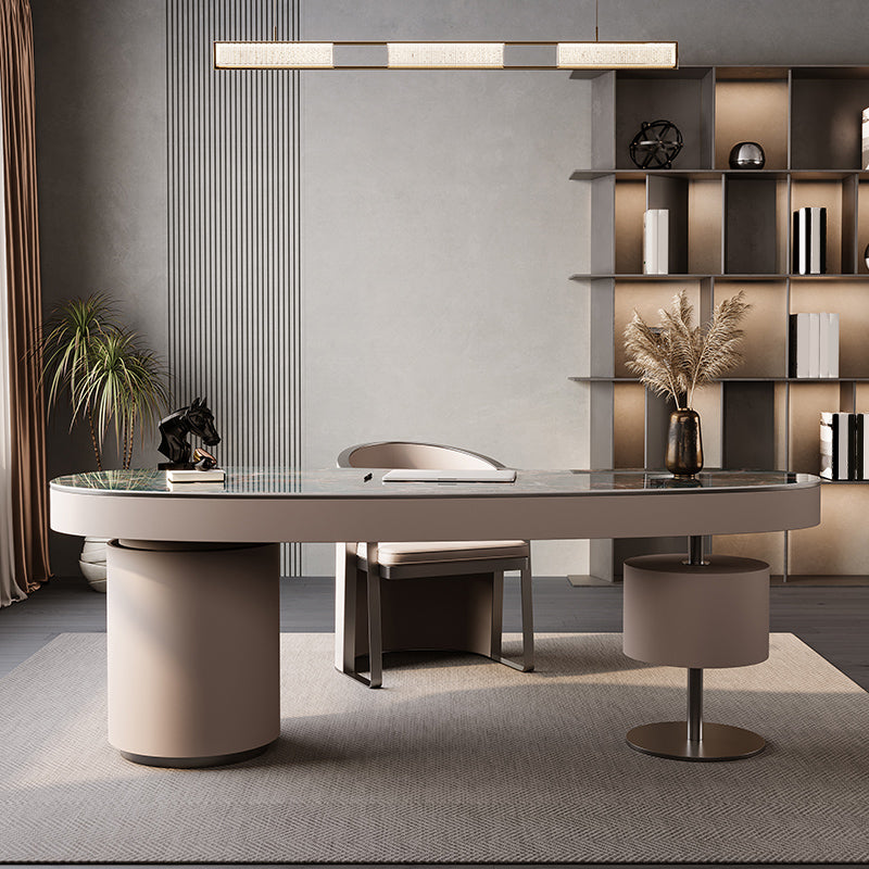 Escritorio de oficina de 31.5 pulgadas de altura Modern Stone Writing Writing con 3 cajones