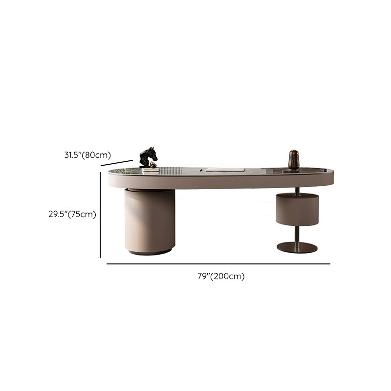 Escritorio de oficina de 31.5 pulgadas de altura Modern Stone Writing Writing con 3 cajones