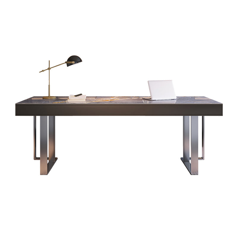 3つの引き出しライティングデスク石石長ステンレス鋼の脚付きオフィスデスク