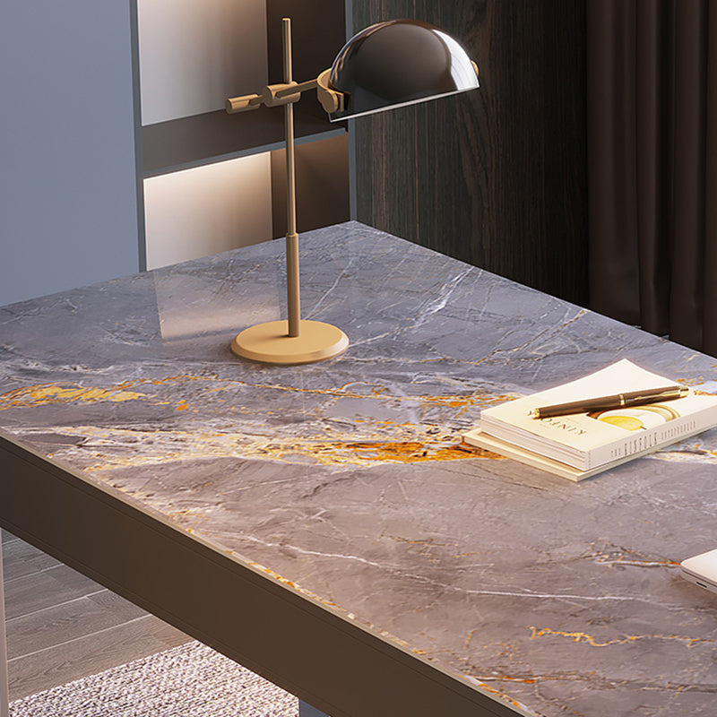 3つの引き出しライティングデスク石石長ステンレス鋼の脚付きオフィスデスク