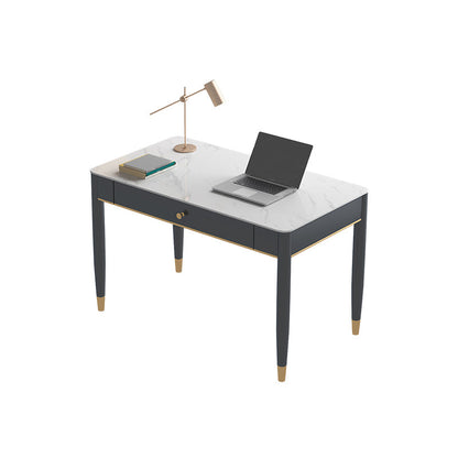 Contemporary Stone Office Desk 2 Drawers Parsons Base Writing Desk 31"L x 18"W x 30"H Clearhalo 'furn' 'furn_office_desk' 'Furniture' 'Office Desks' 'Office Furniture' 'office_desk' 6647796