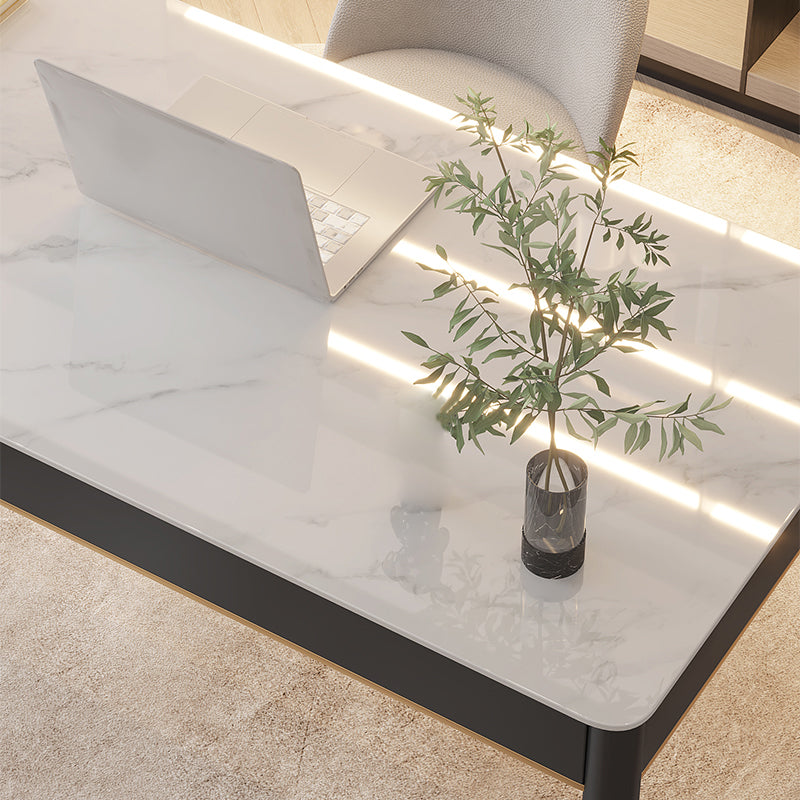 Contemporary Stone Office Desk 2 Drawers Parsons Base Writing Desk Clearhalo 'furn' 'furn_office_desk' 'Furniture' 'Office Desks' 'Office Furniture' 'office_desk' 6647798