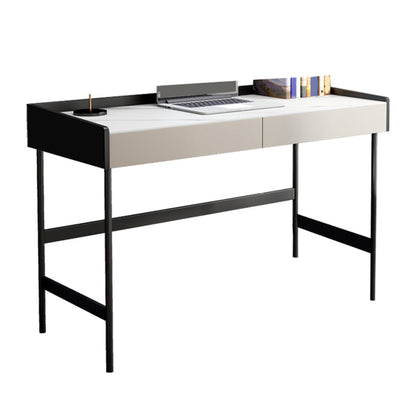 Stone Contemporary Writing Desk Bedroom Office Desk with Black Legs 31"L x 20"W x 30"H Clearhalo 'furn' 'furn_office_desk' 'Furniture' 'Office Desks' 'Office Furniture' 'office_desk' 6647823