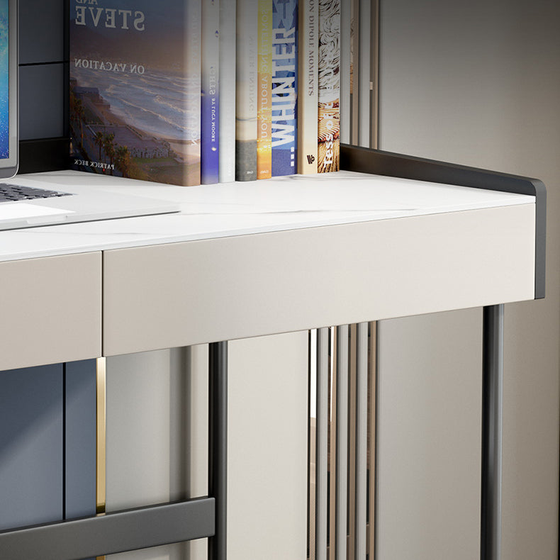 Stone Contemporary Writing Desk Bedroom Office Desk with Black Legs Clearhalo 'furn' 'furn_office_desk' 'Furniture' 'Office Desks' 'Office Furniture' 'office_desk' 6647826