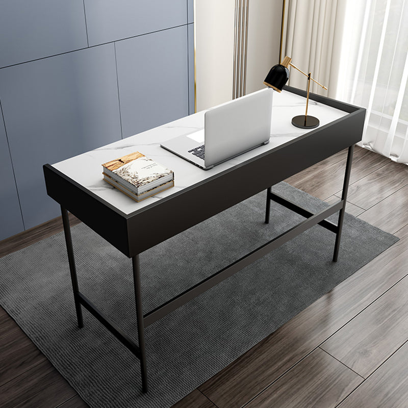 Stone Contemporary Writing Desk Bedroom Office Desk with Black Legs Clearhalo 'furn' 'furn_office_desk' 'Furniture' 'Office Desks' 'Office Furniture' 'office_desk' 6647828
