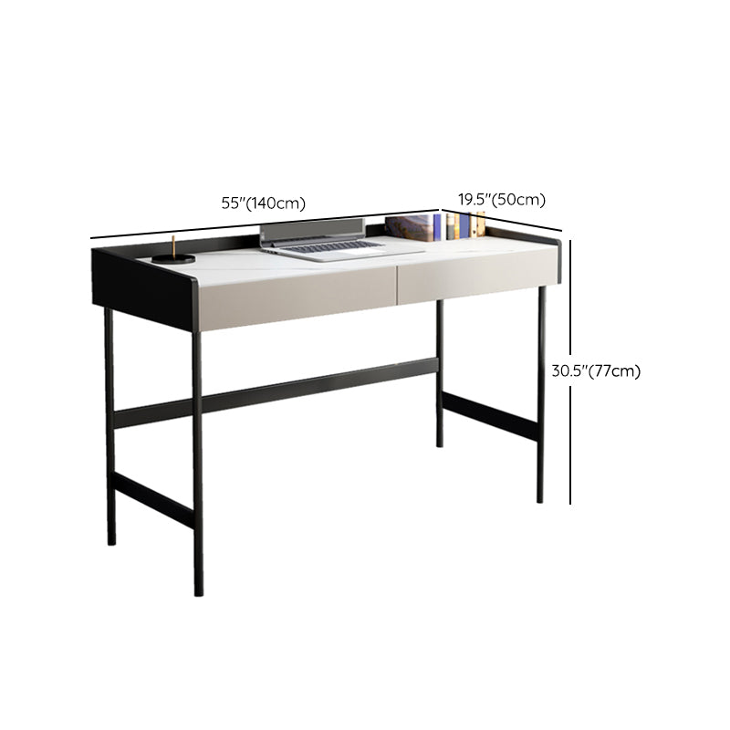 Stone Contemporary Writing Desk Bedroom Office Desk with Black Legs Clearhalo 'furn' 'furn_office_desk' 'Furniture' 'Office Desks' 'Office Furniture' 'office_desk' 6647832