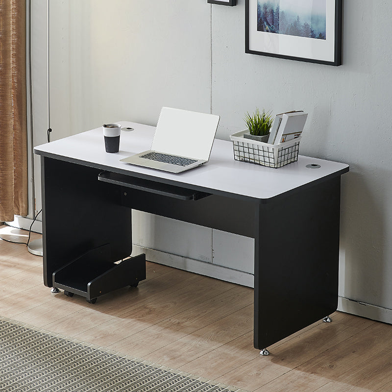 29.25 Inch H Contemporary Office Desk Manufactured Wood Computer Desk White-Black Clearhalo 'furn' 'furn_office_desk' 'Furniture' 'Office Desks' 'Office Furniture' 'office_desk' 6647847