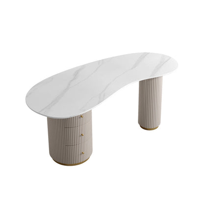 Contemporary Writing Desk Stone 29.53" Tall Office Desk with 3 Drawers 47.2"L x 23.6"W x 29.5"H Clearhalo 'furn' 'furn_office_desk' 'Furniture' 'Office Desks' 'Office Furniture' 'office_desk' 6647863